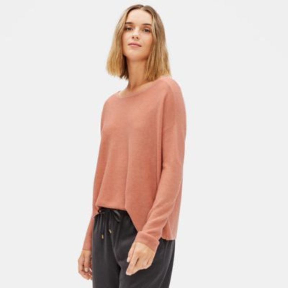 Eileen Fisher Merino Tencel Knit Top Sweater